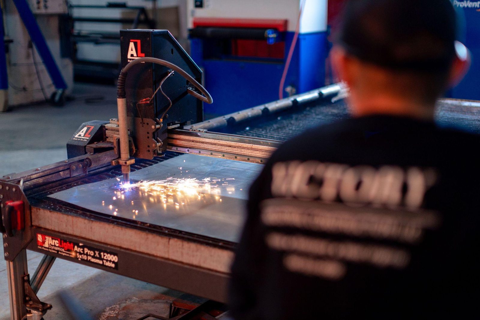 Victory operator running the CNC plasma table